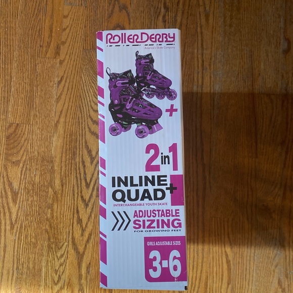 NIB 2 in 1 size 3-6 adjustable inline skates. - Picture 3 of 4